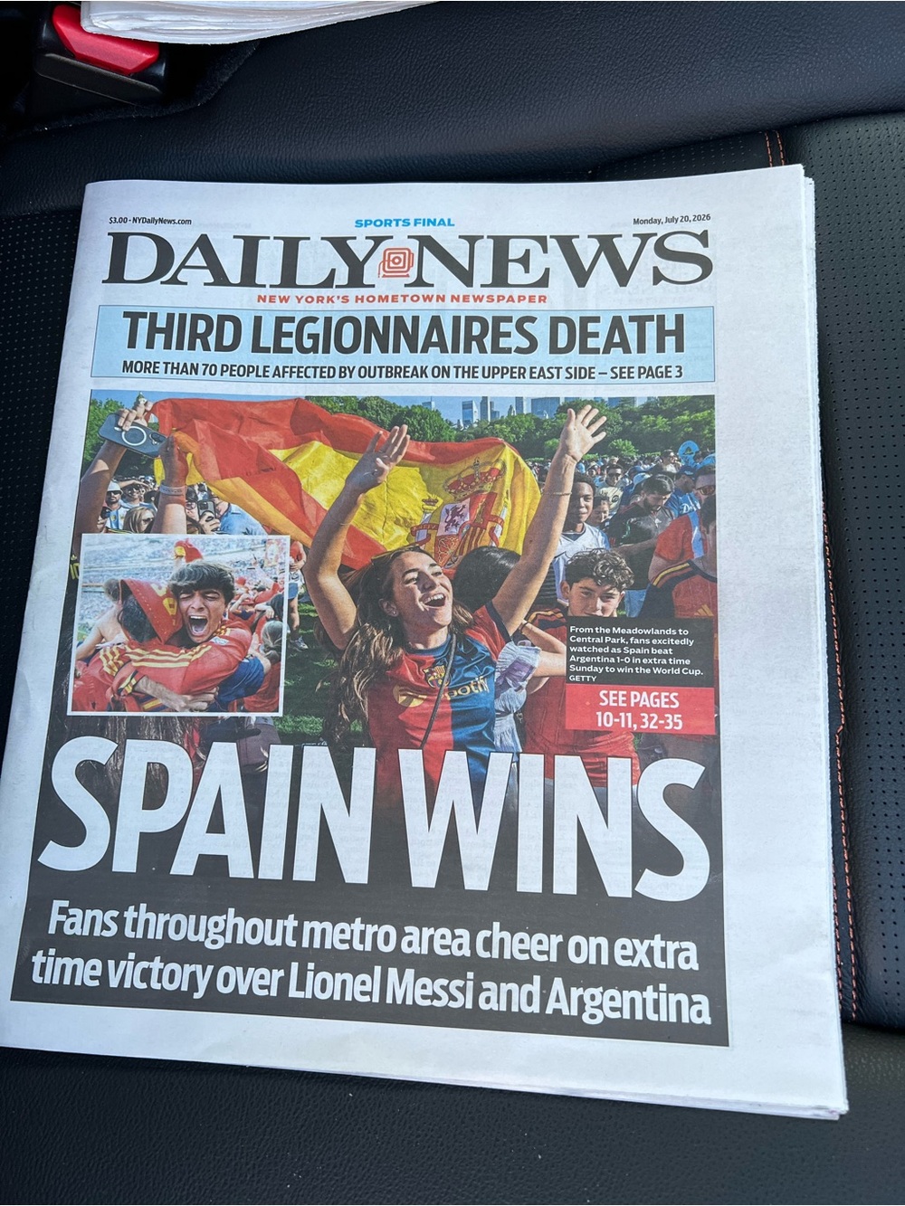 July 20, 2026 - Spain wins World Cup Full Newspaper Daily News